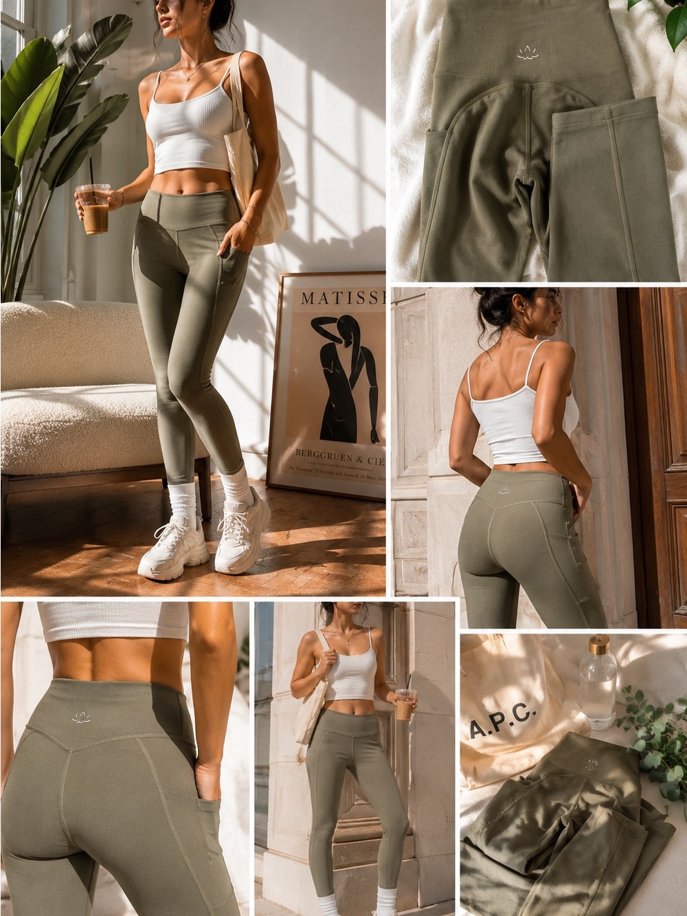 Beyond Yoga Olive High Waisted Pocket Leggings Size Small Buttery Soft